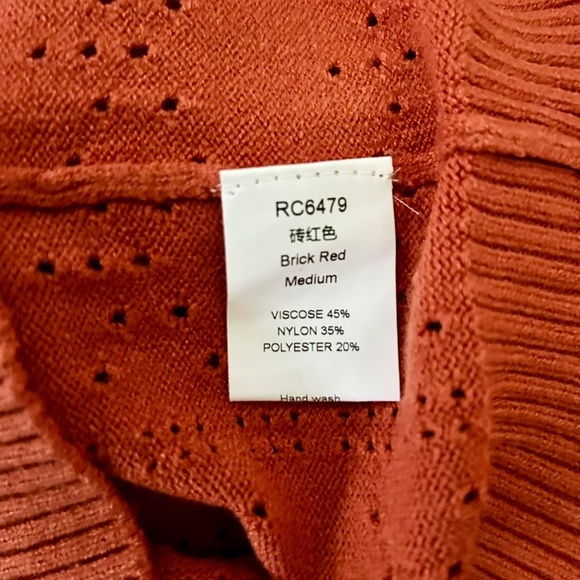 Fall Color Pointelle Soft Puff Sleeved V-neck Sweater - Picture 3 of 3